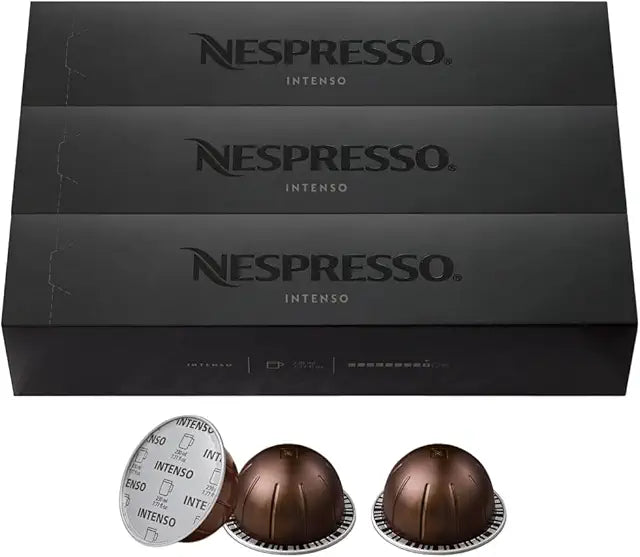 Nespresso Capsules Vertuo, Intenso, Dark Roast Coffee, 30-Count Coffee Pods, Brews 7.8oz.