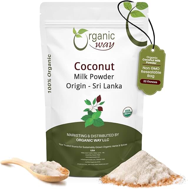 Organic Way Coconut Milk Powder - Unsweetened Creamer Alternative for Coffee & Smoothies | Vegan, Non-GMO & Gluten Free | Keto Friendly | 100% Raw from Sri Lanka (2LBS / 32Oz.)