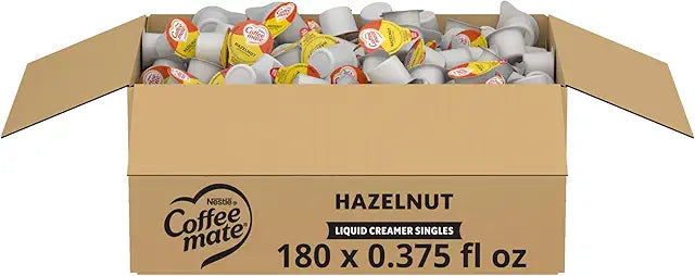 Nestle Coffee mate Coffee Creamer, Hazelnut, Liquid Creamer Singles, Non Dairy, No Refrigeration, 0.375 fl oz Tubs (Pack of 180)