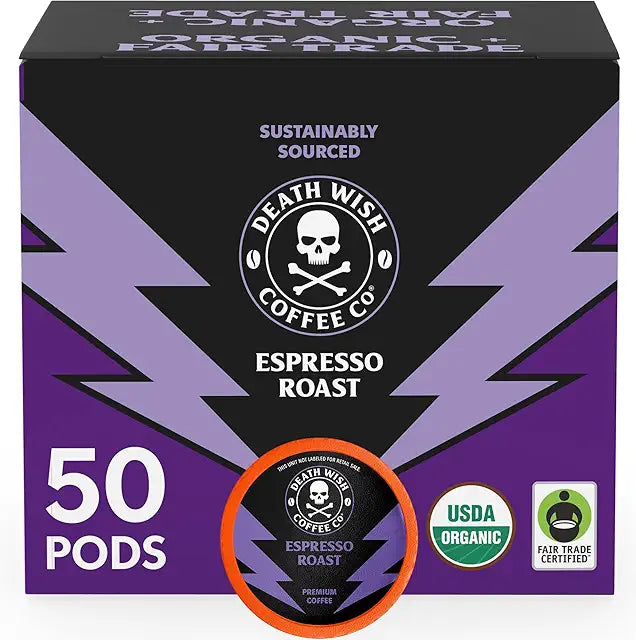 Death Wish Coffee, Espresso Roast Single Serve Coffee Pods -  (50 Count)