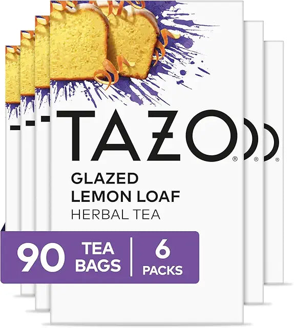TAZO Dessert Delights Glazed Lemon Loaf Herbal Tea Bags, Aromatic Blend, Caffeine-Free, 90 Total Tea Bags (15ct - Pack of 6)