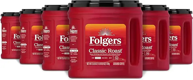Folgers Classic Roast Medium Roast Ground Coffee, 25.9 Oz. (Case of 6)