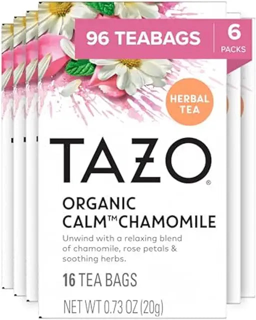 TAZO Calm Chamomile Herbal Tea Bags, Caffeine Free, 96 Total Tea Bags (16ct - Pack of 6)