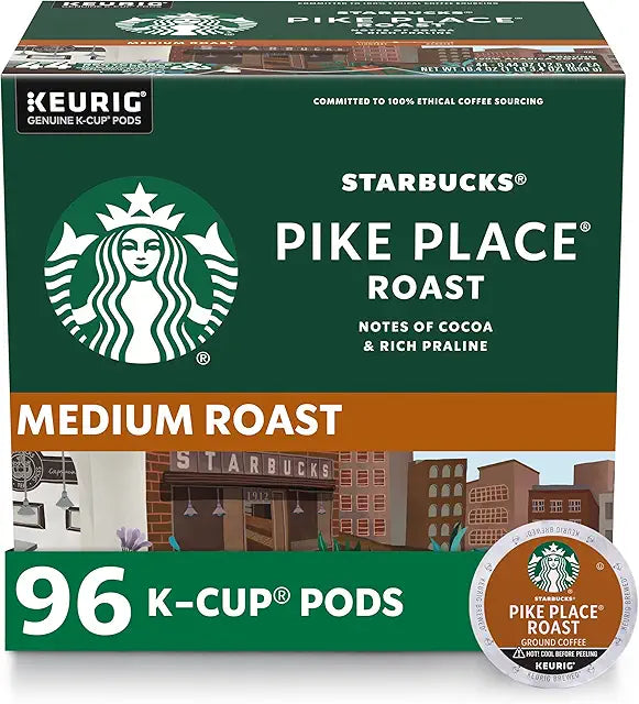 Starbucks K-Cup Coffee Pods, Medium Roast, Pike Place Roast, 96 Keurig Pods