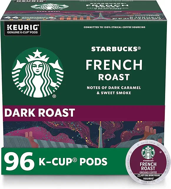 Starbucks K-Cup Coffee Pods, Dark Roast, French Roast, 96 Keurig Pods