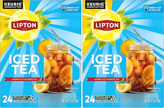 Lipton Iced Tea K-Cups, Unsweetened Black Iced Tea, 24 K-Cup Pods (Pack of 2)